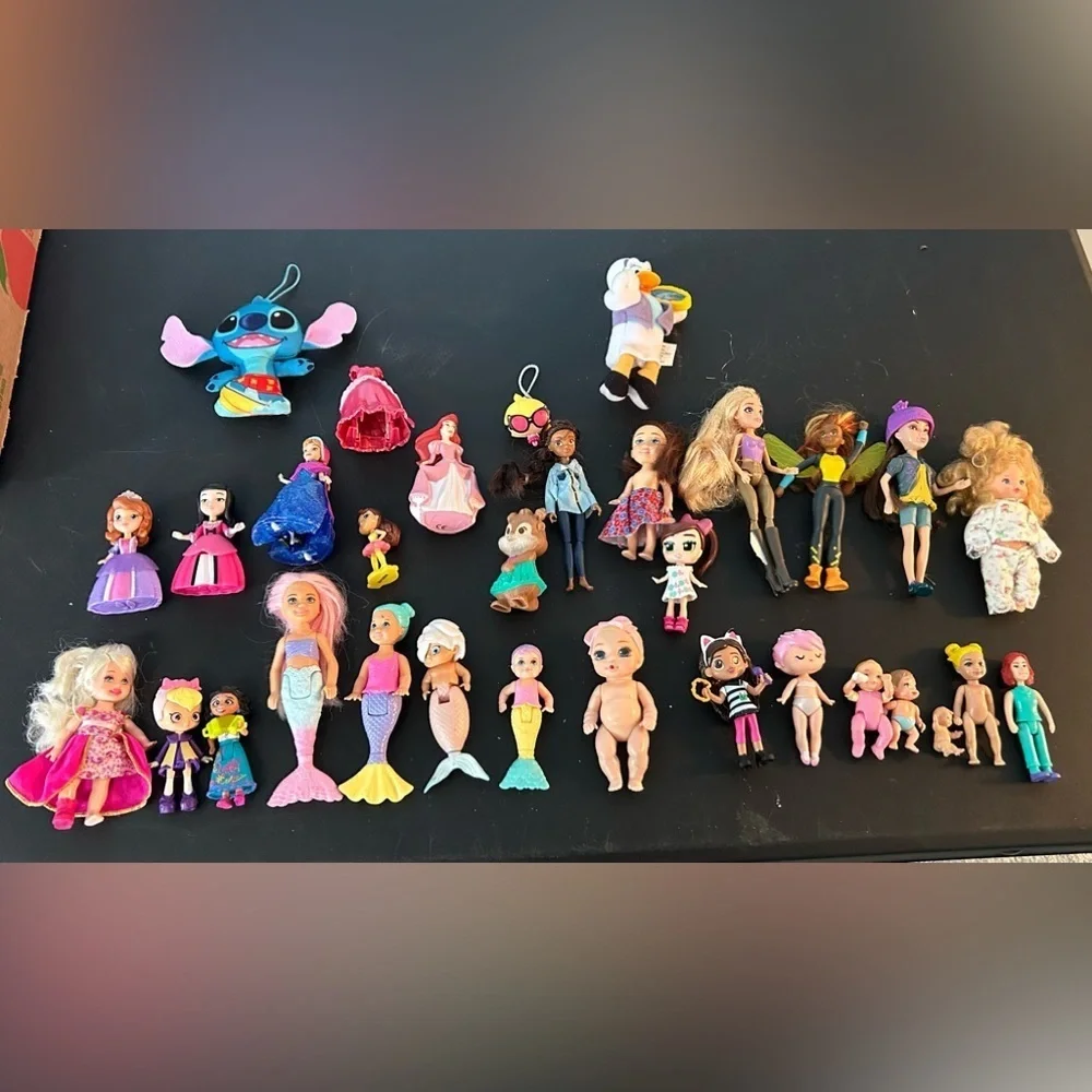 Dolls Lot of 32 disney/fisher price mermaids and other little toys
